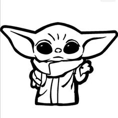 an image of baby yoda in black and white with the words, star wars