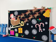 Christmas Bulletin Board Decorations, Christmas Board Decoration, Soft Board Decoration, Chrismas Crafts, Christmas Bulletin Boards, Classroom Christmas Decorations, School Art Activities, School Board Decoration, Happy Christmas Day