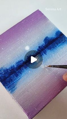 someone is painting an abstract landscape with acrylic paint