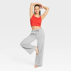 Women's Fleece Wide Leg Lounge Pants - Colsie™ Heathered Gray XS Target Wide Leg Sweatpants, Wide Leg Lounge Pants, Wide Leg Sweatpants, Fleece Sweatpants, Target Clothes, Comfy Tops, Fleece Pants, Womens Fleece, 2025 Vision