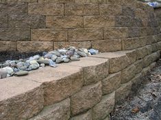 some rocks are laying on the side of a wall and there is no image here to provide a caption for