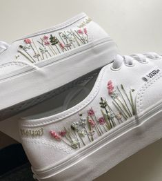 Embroidery Sneakers, Shoe Custom, Bride Sneakers, Custom Wedding Shoes, Wildflower Design