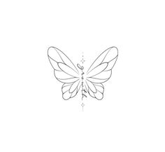 a line drawing of a butterfly with wings spread out and the word love written on it