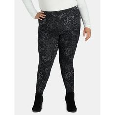 Terra and Sky's Plus Size Leggings are a must-have in every closet. These plus size leggings come in a variety of colors and fun prints and patterns, crafted in super stretchy fabric for effortless comfort and style. A high-waist waistband designed for tummy control keeps your look sleek while bending and stretching. Whether you're exercising or running everyday errands, these cute and cozy leggings are perfect for you! Only at Walmart. Size: 0X.  Color: Black.  Gender: female.  Age Group: adult. Printed Sports Leggings, Sky Clothing, Running Everyday, Thermal Leggings, Basic Leggings, Spandex Pants, Legging Fits, Reebok Women, Plus Size Activewear