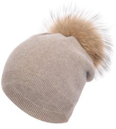 PRICES MAY VARY. 【Material】- This khaki cashmere beanie hat is made of high-quality yarn, carefully selected cashmere, high-grade wool and premium acrylic materials, ensuring its lightweight, soft, warm and comfortable characteristics, is skin-friendly. 【Gorgeous Real Fur Pompom】- Our khaki fur pom pom balls are made of soft and fluffy animal fur. All khaki pompoms are handcrafted with great care to ensure their plumpness, and can be easily detached and reattached, making cleaning more convenien Winter Hat Pom, Hat With Pom, Cashmere Winter Hats, Stocking Hats For Women Winter, Removable Pom Pom Hat, Caps Outfit, Knit Stocking, Womens Slouchy Beanie, Pom Pom Beanie Hat