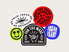 four stickers with different designs on them