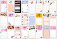 the printable planner stickers are lined up and ready to be filled with notes