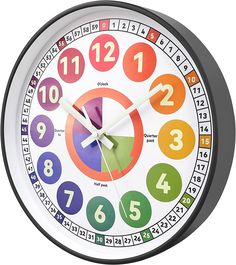 PRICES MAY VARY. 🧭【Kids Learn to Tell Time Easily】: Our 12 inch kids wall clock specially designed with colorful face and numbers, has all the information you need to teach time, including 60 seconds/minutes display, and labelled with “o’clock,” “quarter past,” “half past,” and “quarter to.” making it easy for kids to understand and tell time. 🧭【Glow In The Dark】: The numbers and hands of this kids clock can glow in the dark, updated to use 3 layers of Luminous coating to ensure continuous lig Wall Clock For Bedroom, Teaching Displays, Teaching Clock, Learning Clock, Clock For Bedroom, Kids Wall Clock, Learn To Tell Time, Bedroom Wall Clock, Clock For Kids