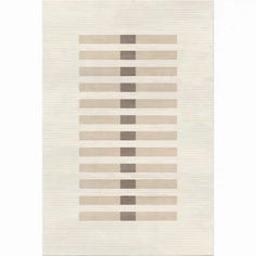 a beige rug with grey and white stripes on it