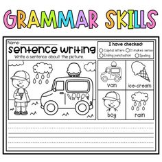 a printable worksheet for the writing skills