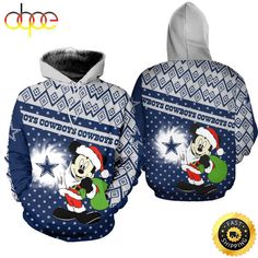 a mickey mouse christmas sweater with an image of santa clause on the front and back