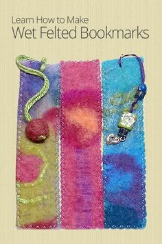 a book cover with three different colored items on the front and bottom, one is made out of felt