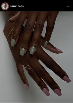 Nail Colours On Dark Skin, Nail Colour Dark Skin, Fall Nail Colors On Dark Skin, Elegant Nails For Dark Skin, Alternating Nail Color, Square Nails Solid Color, Dark Skin Manicure, Nails On Black Skin, Nail Inspo Baddie