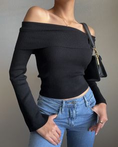 Get that perfect off-the-shoulder look with this Lori Off The Shoulder Top. Featuring long sleeves, off-the-shoulder neckline, and crafted from a super stretchy fabric, it hugs your curves in all the right places ensuring you stand out with impeccable style! More Details: - Fits true to size for most - Very stretchy - Fitted - 100% POLYESTER - Color may vary due to the lighting Model Details: Height 5'7 | Chest 34" Cup size C | Waist 27" Hips 36.5" | Weight 115lbs | Wears a US size small in tops Off The Shoulder Top Long Sleeve, Off Shoulder Black Top Outfits, Off Shoulder Top Aesthetic, Off The Shoulder Top Outfit Aesthetic, Off The Shoulder Long Sleeve Top, Black Off The Shoulder Top Outfit, Black Off Shoulder Top Outfit, Shoulder Off Top, Off Shoulder Top Outfit