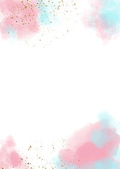 pink and blue watercolor paint splattered on white paper with space for text