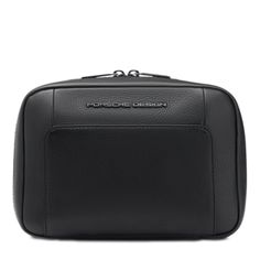 Bric's Porsche Design Roadster Leather Wash Bag Luxury Black Shoulder Bag Pouch, Designer Black Pouch For Travel, Designer Leather Shoulder Pouch, Luxury Black Rectangular Pouch, Designer Black Leather Pouch, Black Leather Rectangular Pouch, Luxury Leather Shoulder Bag Pouch, Modern Leather Pouch With Leather Lining, Modern Black Textured Leather Bag