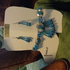 Nwot Such A Clever Accessory For A Sassy Look And Not To Be Missed. Turquoise Color Goes With Just About Any Pair Of Boots. Made With Leather Lacings And Silver Tone Conchos. Am Assuming Earrings Have Sterling Silver Wires. P.S. Boots Shown Are Also In My Closet Along With Several Other Pairs. Boot Bracelet, Turquoise Color, Silver Wire, Blue And Silver, Silver Tone, Women Accessories, Turquoise, Sterling Silver, Boots