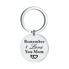 a keychain with the words, i love you mom and heart on it