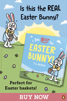 an easter bunny book with the title i am not the easter bunny, perfect for easter baskets