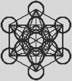 an intricate cross stitch pattern in black and white, with circles around the center that are connected