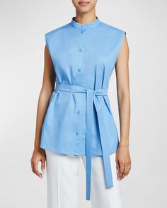 Band Collar, Poplin Shirt, Inspired Dress, Cotton Poplin, Womens Clothing Tops, Neiman Marcus, Button Downs, Shopping Outfit, Tops Designs