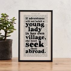 Book Page Print - Adventure - Bookish Gifts - Bookshelf Art - Home Decor - Positive Quotes - Literary Lover - Wall Art Northanger Abbey Book, Flight Quotes, Jane Austen Quote, Northanger Abbey, Jane Austen Quotes, Book Page Art, Travel Quotes Adventure, Literary Gifts, Literary Quotes