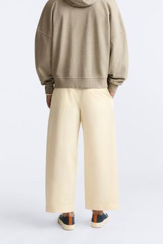 LIMITED EDITION BELTED PANTS - Lemon | ZARA United States Spring Bottoms With Belt Loops For Elevated Casual Wear, Spring Elevated Casual Bottoms With Belt Loops, Elevated Casual Bottoms With Belt Loops For Spring, Spring Workwear Bottoms With Boxy Fit, Boxy Fit Bottoms For Spring Workwear, Cotton Wide-leg Utility Bottoms, Utility Style Wide-leg Cotton Bottoms, Utility Wide-leg Cotton Bottoms, Wide Leg Cotton Pants With Belt Loops