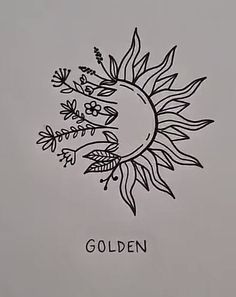 a drawing of a sun with the word golden on it