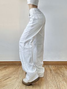 SPECIFICATIONS color: Solid Wide Leg Pants Women: Harajuku Pants Wholesale Order/Drop Shipping: Acceptable Wash: Light Waist Type: HIGH Thickness: Regular Style: Street Style Style: Streetwear,Fashion,Casual.Hip Hop Street Style: Casual Season: Spring,Summer,Autumn,Winter Release Date: Summer 2022 Origin: CN(Origin) Model Number: WKMBP21476 Material: Cotton,Spandex Length: Full Length Jeans Style: Straight Item Type: JEANS Gender: WOMEN Fit Type: LOOSE Fabric Type: Softener Decoration: TASSEL Cl Non-stretch White Pants For Streetwear, White Non-stretch Pants For Streetwear, Cotton Jeans Trousers, Full Length White Pants For Streetwear, Casual White Cotton Bottoms, White Full Length Pants For Streetwear, Trendy White Pants With Pockets, White High Waist Denim Wide Leg Pants, White Jeans For Streetwear