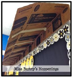 there are many boxes stacked on top of each other with the words mrs burny's happenings