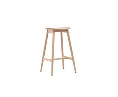 the stool is made from wood and has a wooden seat on one side, with two legs