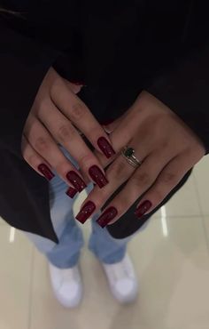 Punk Nail Ideas, Red Nails Inspiration Art Designs, Red French Tip Designs, Simple Nails For Winter, Square Nail Inspo 2024, Wintertime Nails, Simple Nail Ideas For Summer, Square Nails Colors, Nails One Color Simple