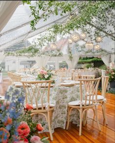 the tables are set with white linens and floral centerpieces for an elegant wedding reception