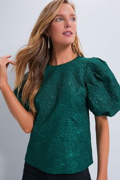 Green Jacquard Noelle Blouse Cocktail Dress Code, November Fashion, Vibrant Florals, Coated Jeans, Monogram Outfit, Bold Patterns, Cocktail Attire, Wedding Fashion, Green Blouse