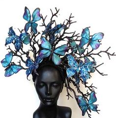 Fantasy Costumes, Fairy Costume, Costume Makeup, Fantasy Fashion, The Shape, Blue Butterfly, Costume Design, Headdress, Fashion Makeup