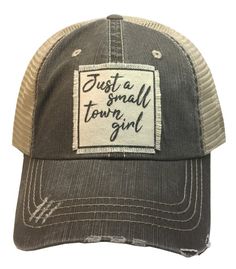 Women's Trucker Hat Baseball Cap Just A Small Town | Etsy Casual Mini Baseball Cap With Letter Print, Casual Hat With Letter Print, Casual Mini Snapback Hat With Letter Print, Adjustable Hats With Letter Print, Hat Patch Ideas, Baseball Hats For Women, Roadtrip Photography, Baseball Hat Outfit, Country Hats