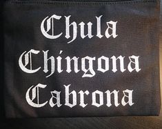 a black bag with white writing that says chula, chicago, and carbona