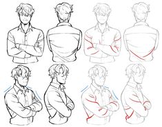 the different poses of a man with his arms crossed