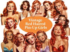 vintage red - haired pin - up girls are featured in this advertisement for the company