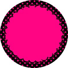 a pink and black circle with dots on the bottom is shown in this circular image