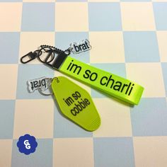 two keychains that say i'm so chafi and im so cookie