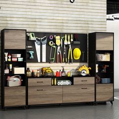 an image of a garage storage unit with tools