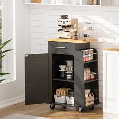 a small kitchen cart with food on it