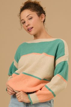 This Stripe Sweater features a classic striped pattern in a cozy knit. Its timeless design and comfortable fit make it a versatile staple for any wardrobe. White Dress Skirt, Unique Fall, Cozy Knit, Altar'd State, Knitted Pullover Sweaters, Cozy Knits, Fall Looks, Dress With Boots, Knitted Pullover