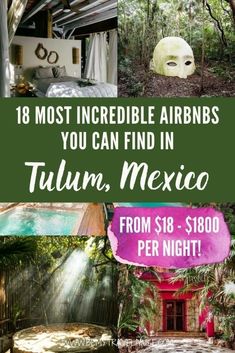 18 gorgeous Airbnbs you can find in Tulum Mexico on all budgets! Whether you are a solo traveler, traveling as a couple of a group of friends, this list has the perfect Airbnb in Tulum for you. Click to see all of the best places to stay while you are in Tulum, Mexico now. #Tulum #Mexico Mexico Travel Destinations, Glamping Site, Travel Budget, Travel Pics, Mexico Vacation