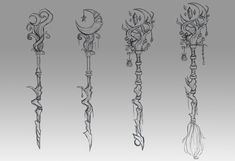 Moon Staff, Wizard Staff, Drawing Ideas List, Character Aesthetics, Art Tools Drawing, Concept Art Drawing, Fantasy Concept Art