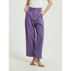 Discover Your New Wardrobe Essential Embrace effortless style and comfort with our Chic Purple High-Waist Wide Leg Trousers for Women. Designed for the modern woman who appreciates both fashion and function, these trousers are a must-have for your wardrobe. Whether you're stepping out for a casual day or dressing up for a night out, these trousers offer versatility and chic appeal. Exceptional Features Season Versatility: Ideal for Spring, Autumn, and Summer, adapting seamlessly to various climates and occasions. Comfortable High Waist Design: The high waist style not only flatters your figure but also ensures comfort all day long. Quality Fabric: Made with premium cotton broadcloth, these trousers promise both durability and breathability. Vintage Charm: The vintage-inspired design adds a Trendy Baggy Purple Bottoms, Trendy High Waist Wide Leg Office Pants, Relaxed Fit Office Bottoms With Pockets, Summer Wide Leg Work Pants Solid Color, Summer Wide Leg Work Pants In Solid Color, Wide Leg Pants For Workwear In Solid Color, Baggy Purple Bottoms For Fall, Trendy High-waist Wide Leg Pants For Business Casual, High Waist Wide Leg Pants For Business Casual