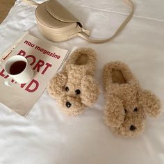 Brown Puppy Dog Slippers for Winter Lin78 US 6-6.5 / EU 36-37 / UK 3.5-4; US 7.5-8.5 / EU 38-39 / UK 5-6; US 9-9.5 / EU 40-41 / UK 6.5-7 Shoe Aesthetic, Dog Slippers, Brown Puppy, Kawaii Store, Brown Puppies, Padded Hangers, Faux Fur Material, Winter Heels, Winter Slippers