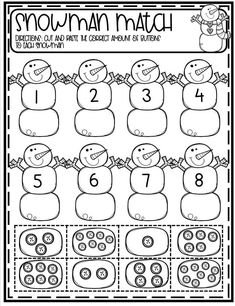 snowman math worksheet for kids to practice counting and adding numbers with the same number