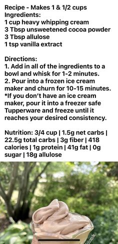 the ingredients for an ice cream recipe are shown in this graphic above it's description